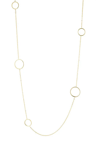 Ketting lang met ronde cirkels goud