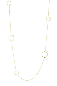 Ketting lang met ronde cirkels goud