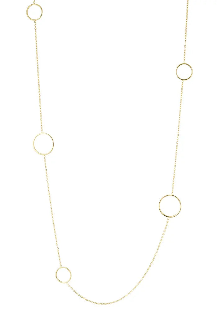 Ketting lang met ronde cirkels goud