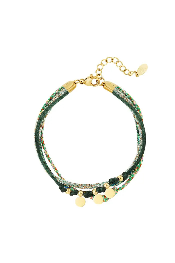 Armband Bella groen/goud koord