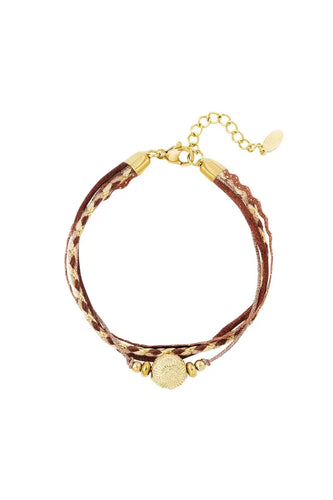 Armband Lieke beige/goud koord