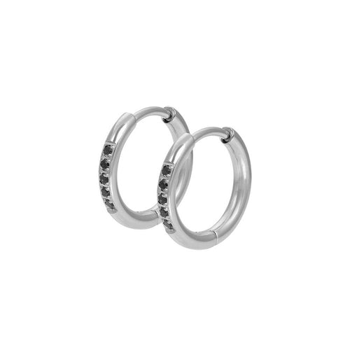Creolen zilver met zwarte zirconia,s