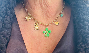 Ketting bedels goud/groen