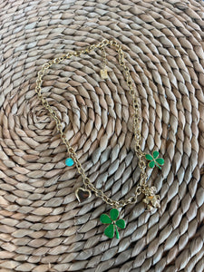 Ketting bedels goud/groen