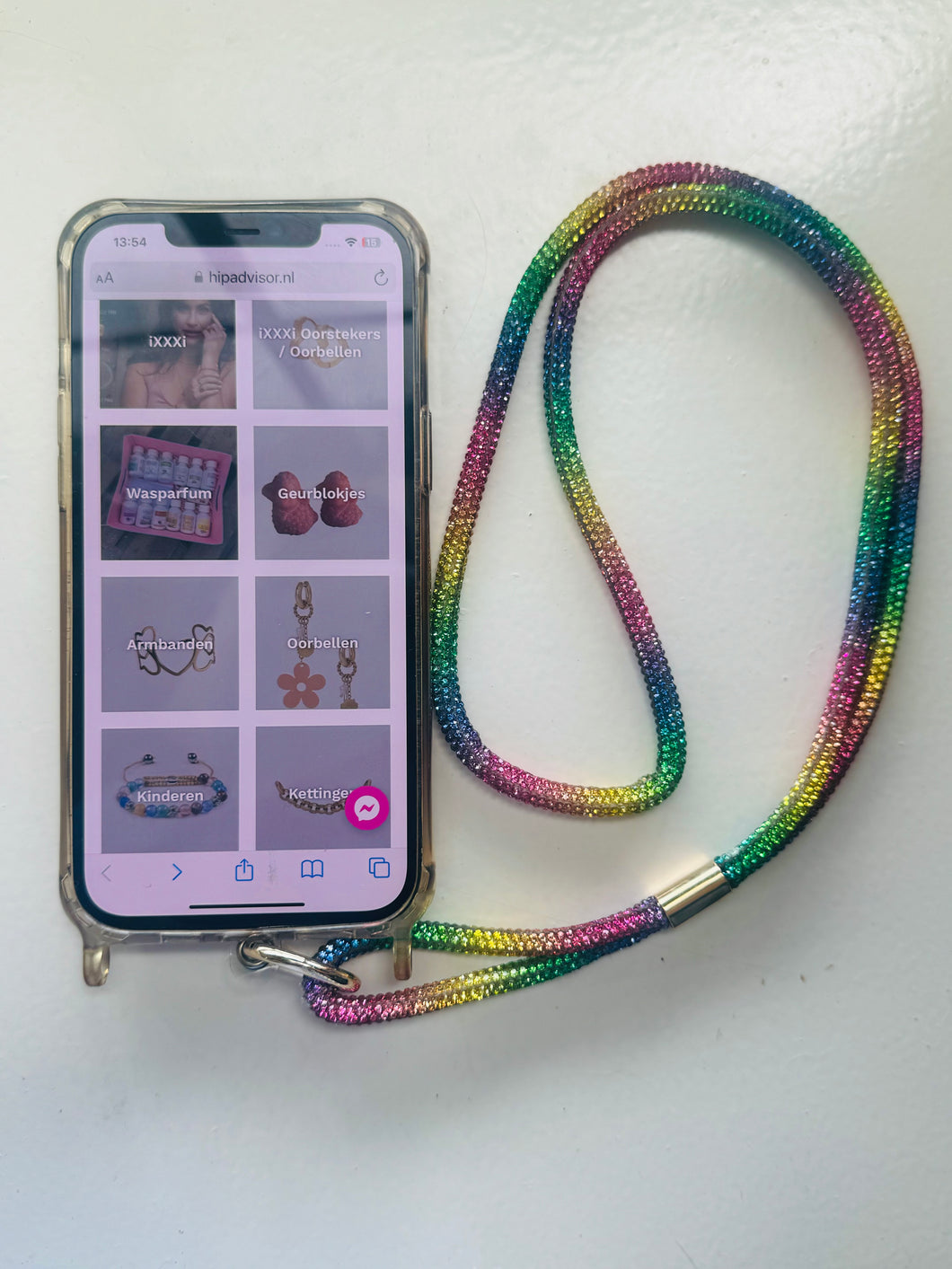 Telefoonkoord Strass Rainbow