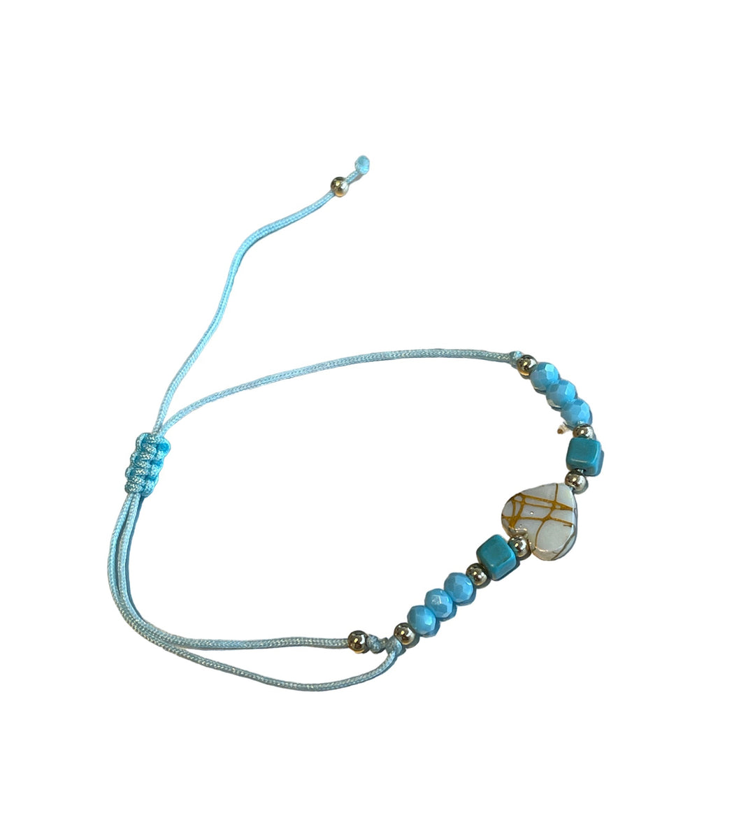 Armband hart met facetkralen turquoise