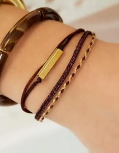 Armband Nora  koord bruin/goud