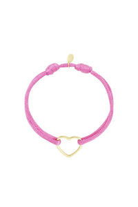 Stoffen armband hart Rose