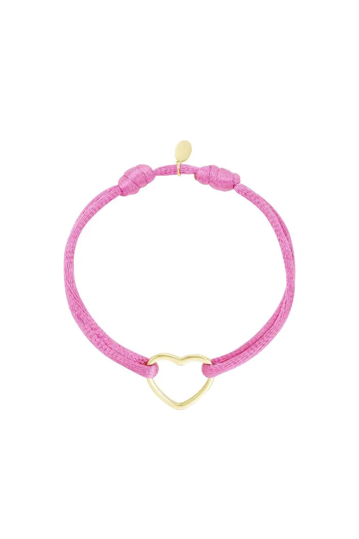 Stoffen armband hart Rose