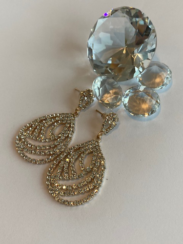 Oorbellen strass Goud art 1920