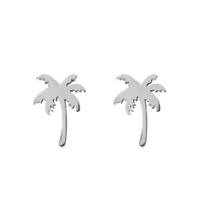 Oorstekers Palm tree zilver