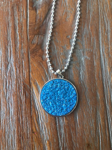 Kettting drusy cabochon blauw