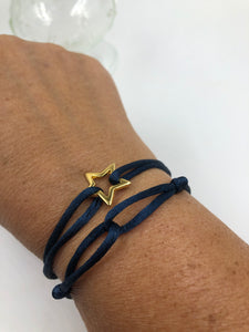 Satijnkoord armband Donkerblauw