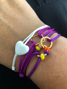 Satijnkoord armbandje met hart