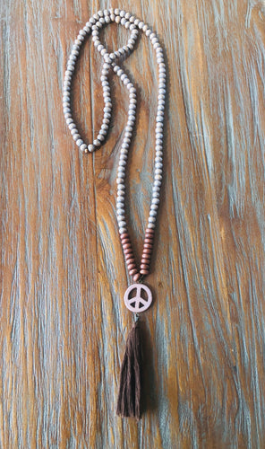 Ketting oud rose/bruin  peace