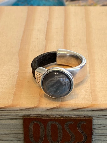 Ring Olivia zilver/zwart  Steen Grijs