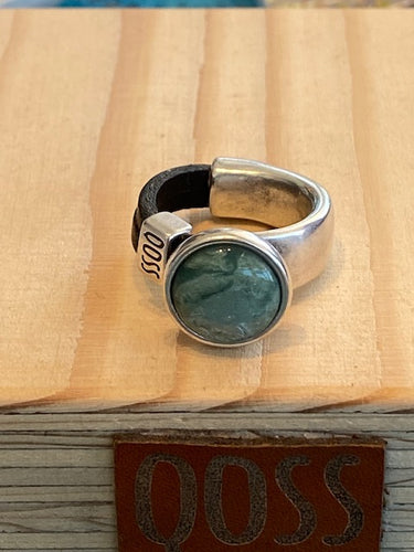 Ring Olivia Zilver/zwart Steen Groen