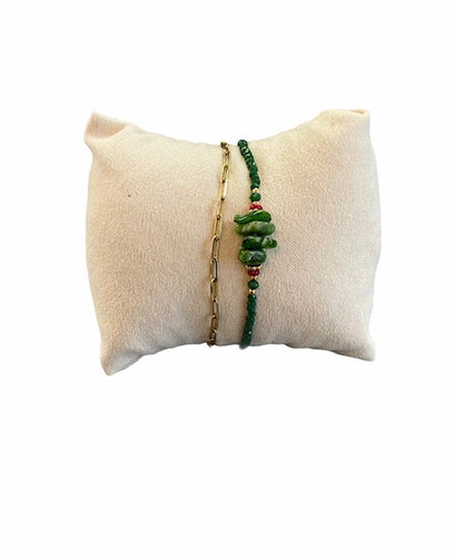 Armband Schakel goud groen 100214