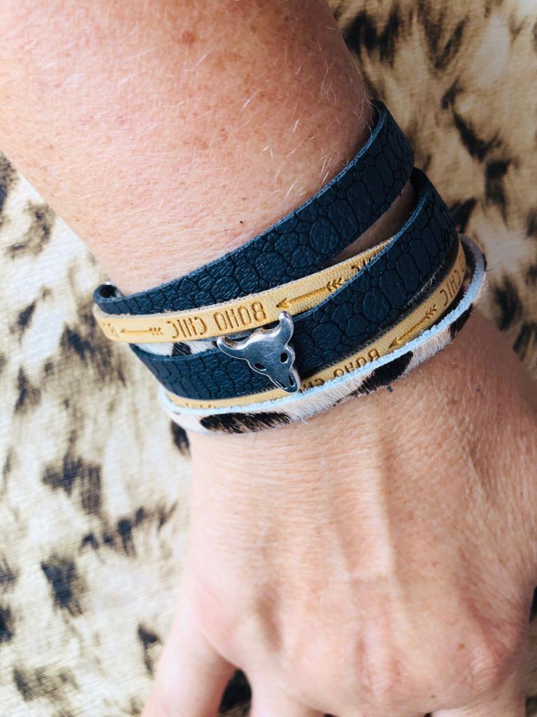 Wikkel armband leer