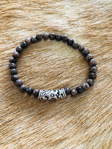Heren armband  stone bruin