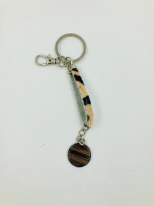 Sleutelhanger Dierenprint / cateye cabochon (bruin)