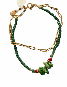 Armband Schakel goud groen 100214