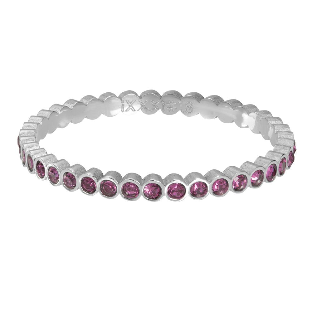 Small Circle stone Fuchsia 2mm Zilver