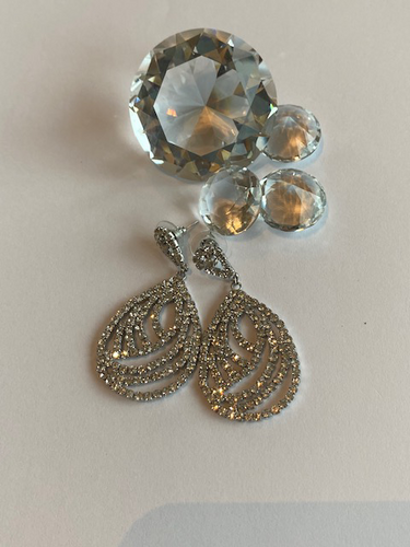 Oorbellen strass Zilver art 1920