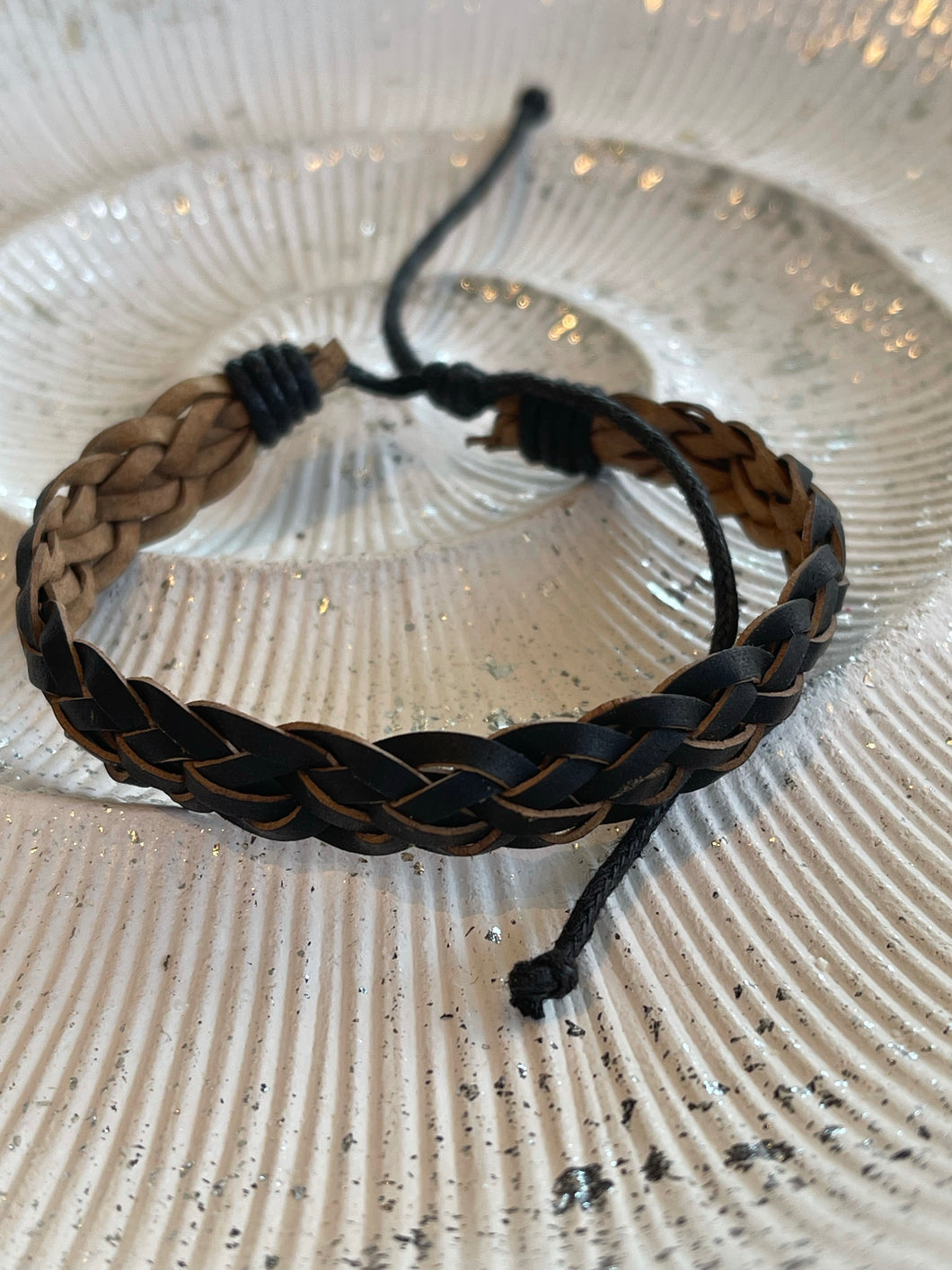 Heren armband gevlochten zwart